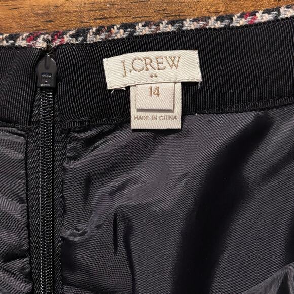 J Crew Women’s 14 35x18 Skirt Short Wool Blend Houndstooth Pockets Y2K Tweed - Picture 5 of 10